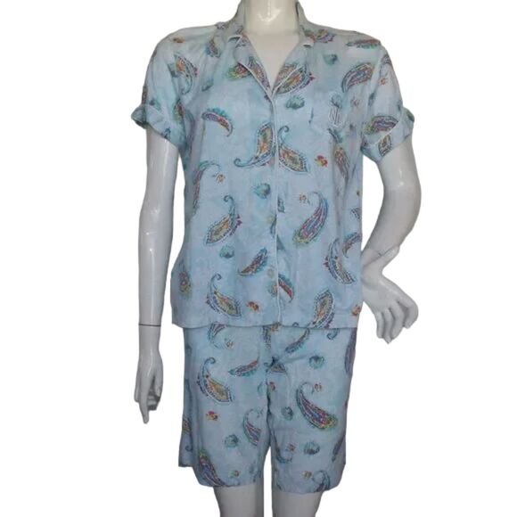 Lauren Ralph Lauren Other - LAUREN RALPH LAUREN Pajama Set, L,Blue Paisley, Shorts/Top, 2 piece, Jersey